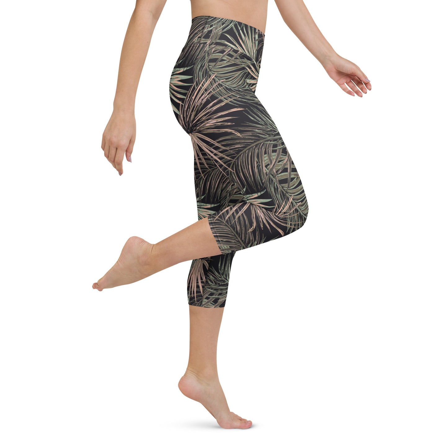 Black Leaf Tale High-Waisted Yoga Capri Leggings