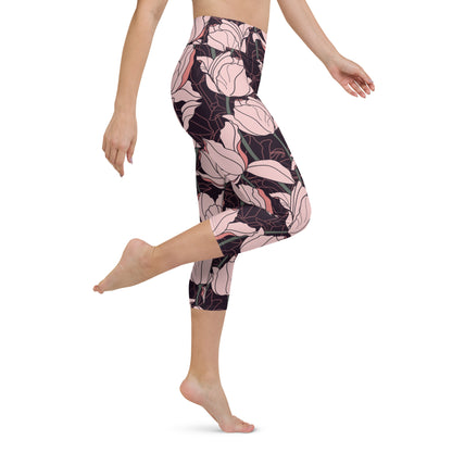 Floral Fantasy High-Waisted Yoga Capri Leggings