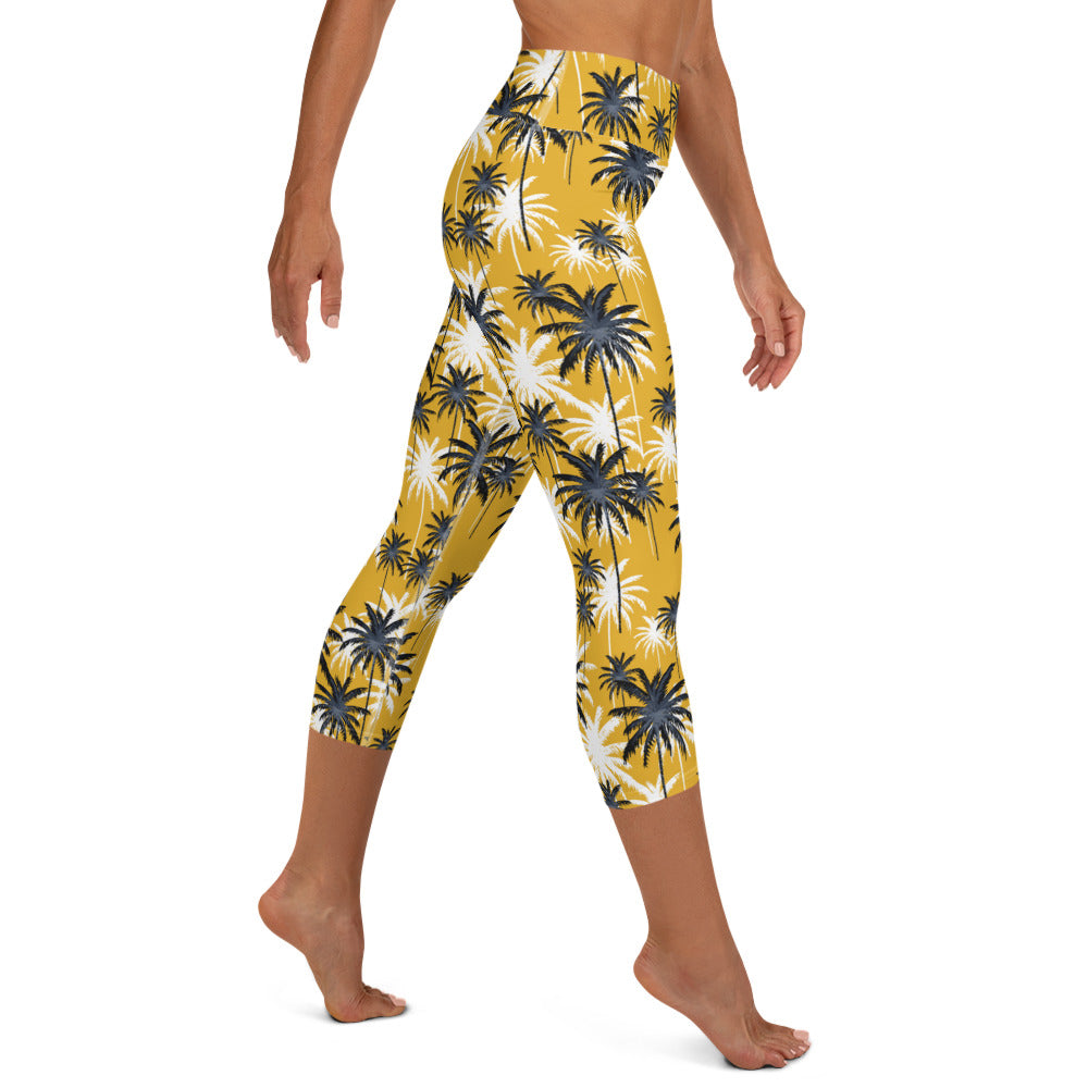 Tree Style Yellow Yoga Capri Leggings