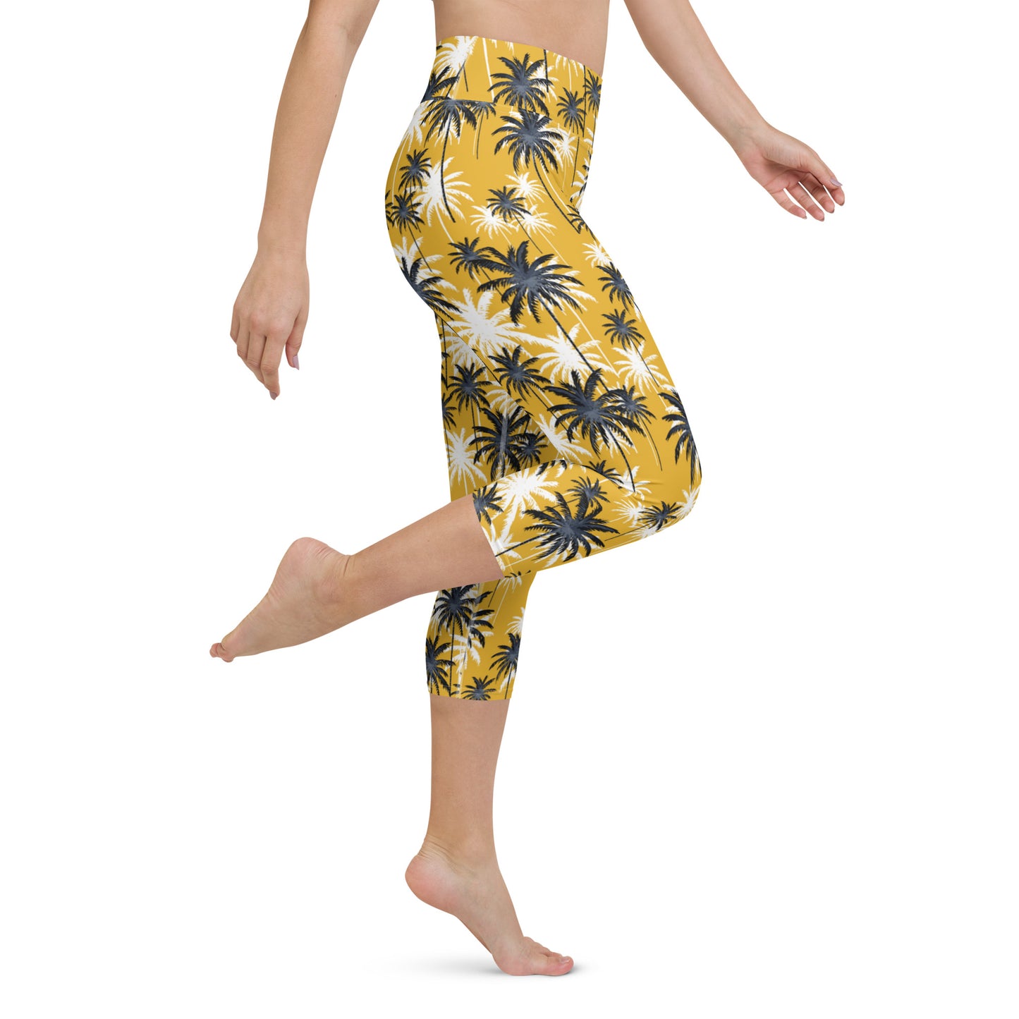 Tree Style Yellow Yoga Capri Leggings
