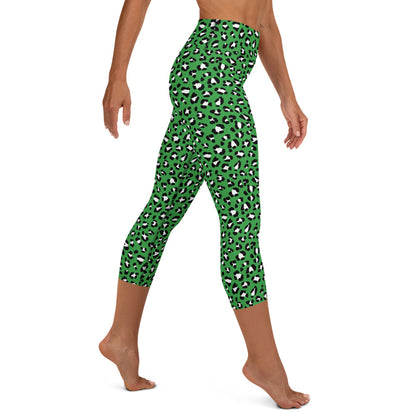 Green Leopard High-Waisted Yoga Capri Leggings