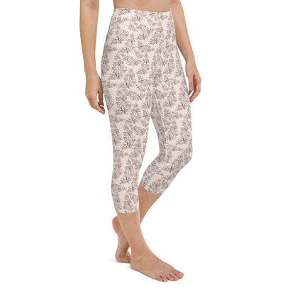 Pink Flourish Activewear Yoga Capri Leggings