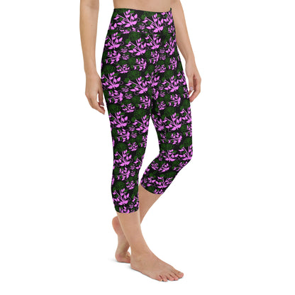 Sweet Floral Printed Yoga Capri Leggings