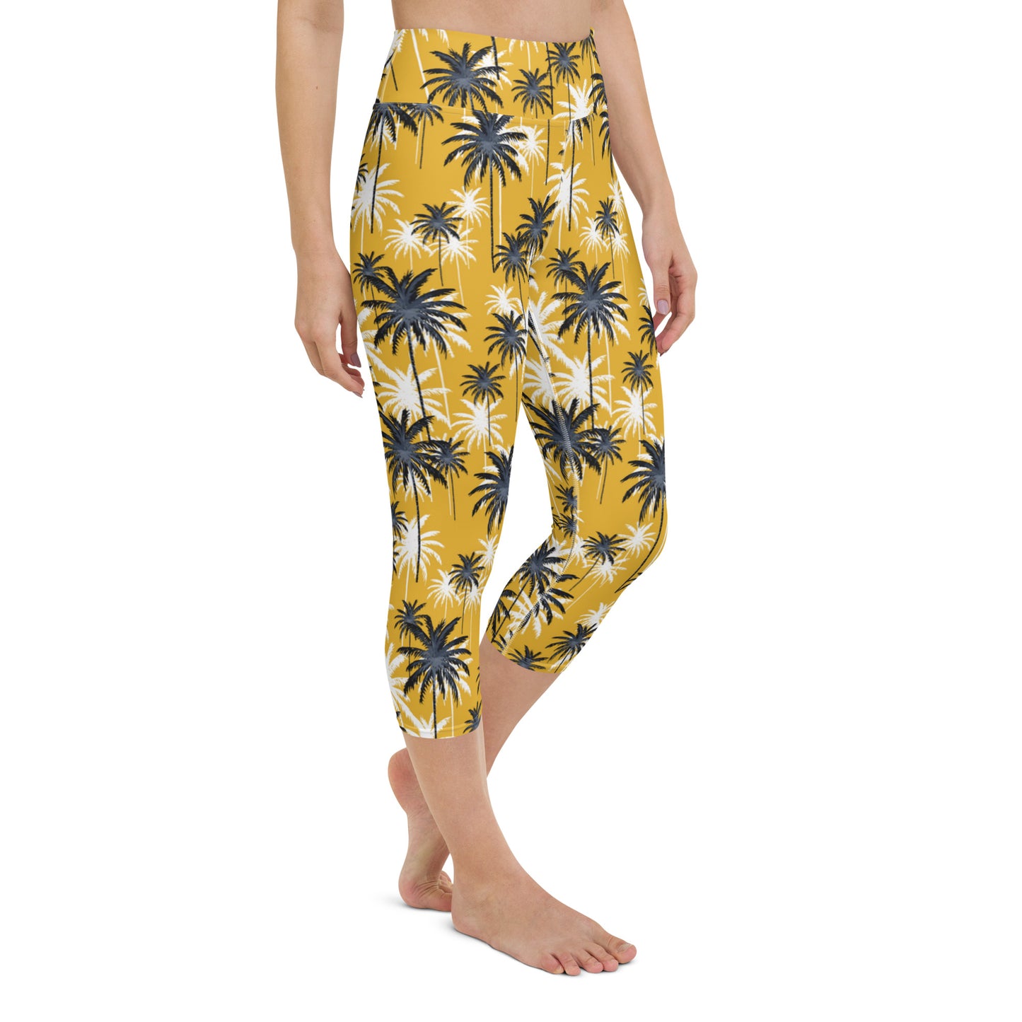 Tree Style Yellow Yoga Capri Leggings