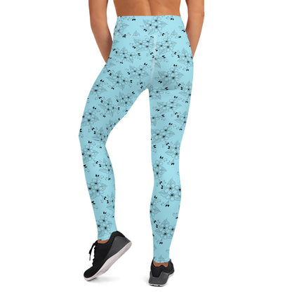 Blizzard Blue Floral High-Waisted Yoga Leggings