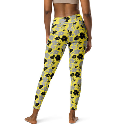 Golden Blossom High-Waisted Yoga Leggings