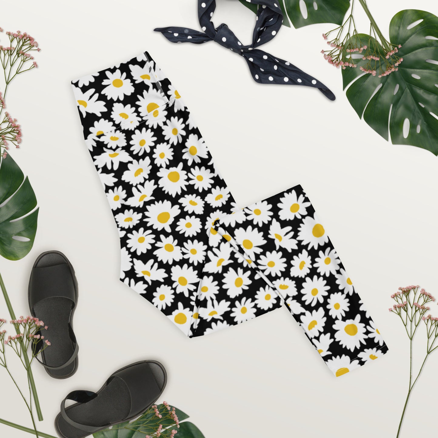 Midnight Sunflower Serenade High-Waisted Yoga Leggings