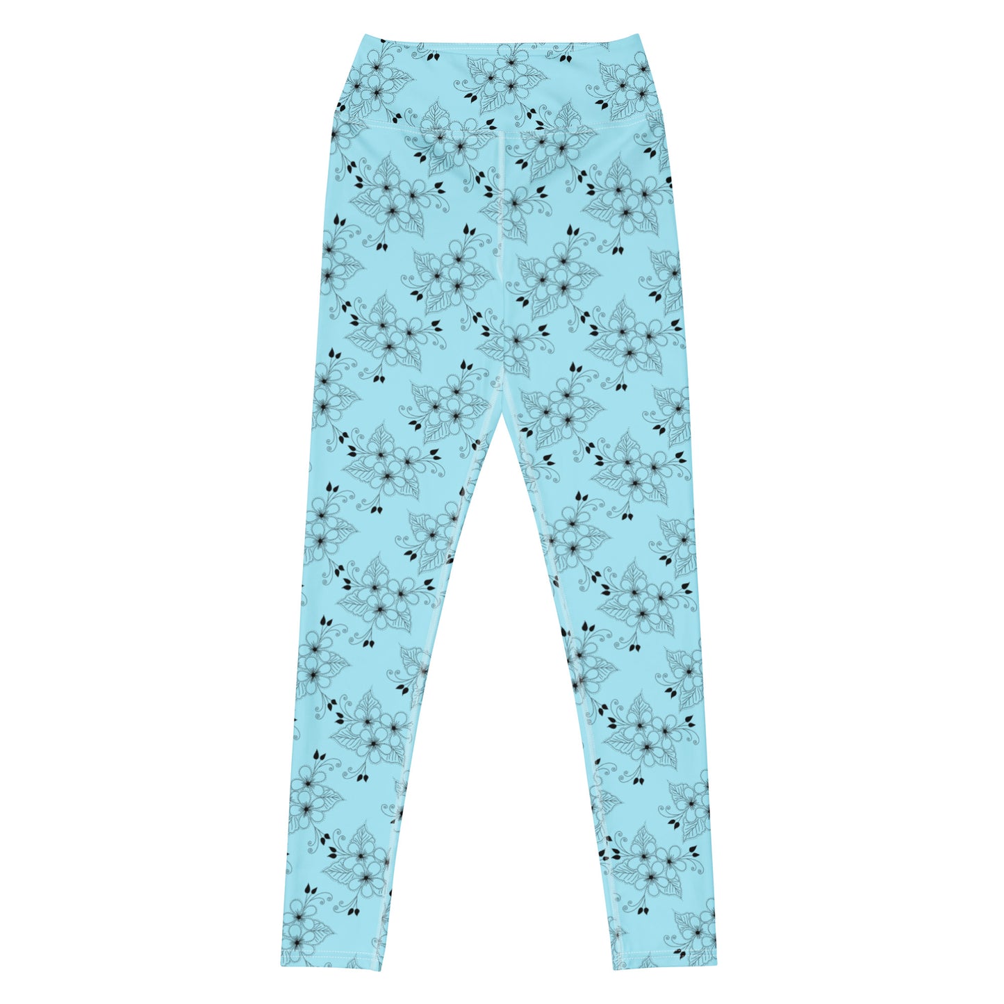 Blizzard Blue Floral High-Waisted Yoga Leggings