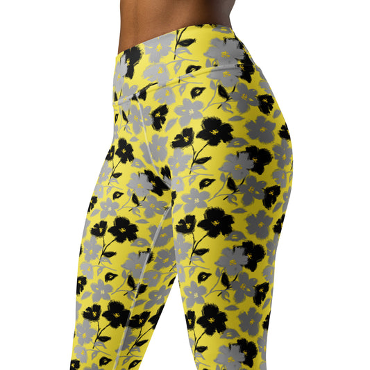 Golden Blossom High-Waisted Yoga Leggings