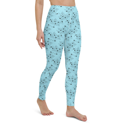 Blizzard Blue Floral High-Waisted Yoga Leggings