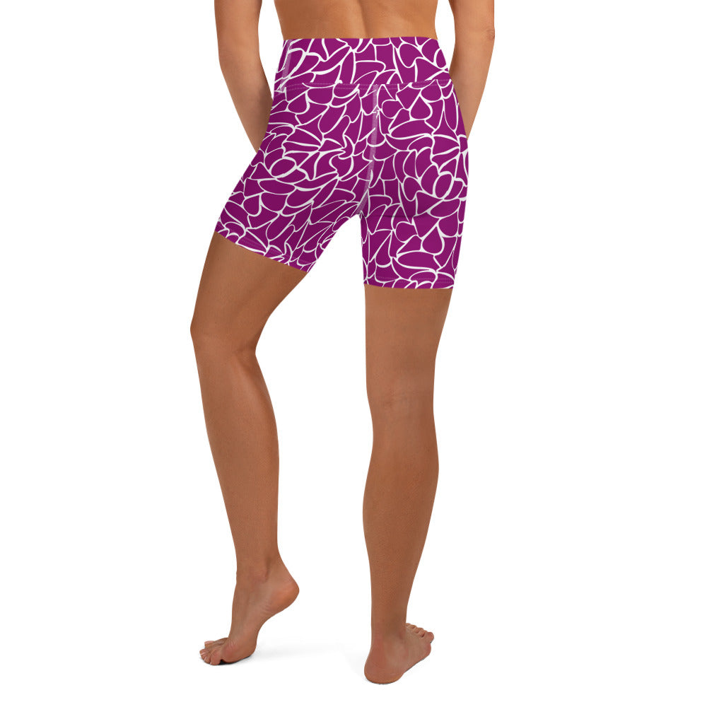 Chic Patterned Purple Yoga Shorts