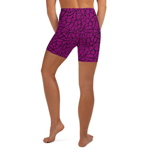 Lovely Purple & Black Yoga Shorts