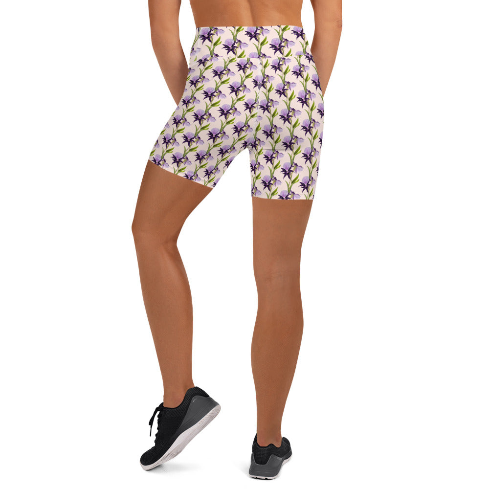 Serene Flora High-Waisted Yoga Shorts