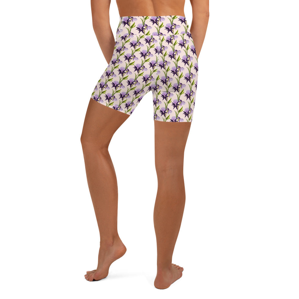 Serene Flora High-Waisted Yoga Shorts