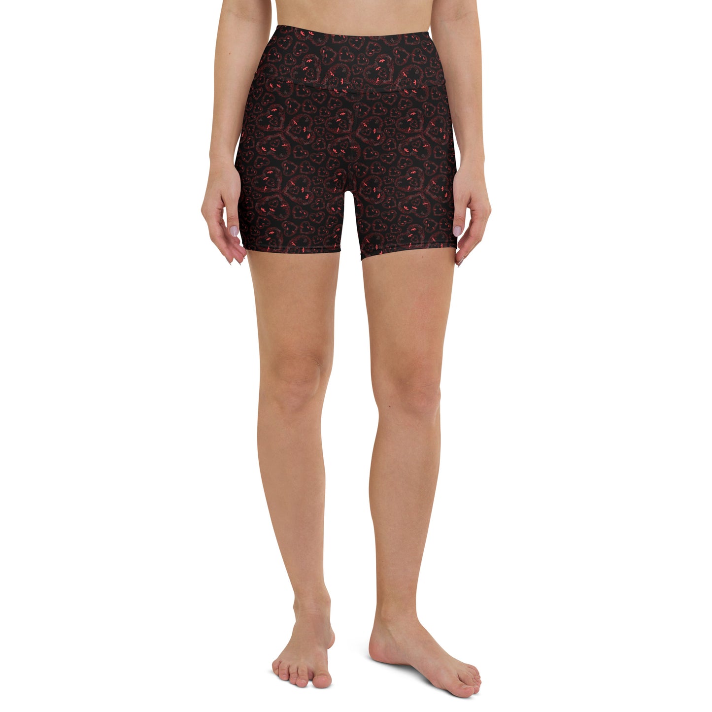 Lovely Hearts Black Yoga Shorts