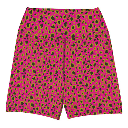 Violet Red Leopard Print Yoga Shorts