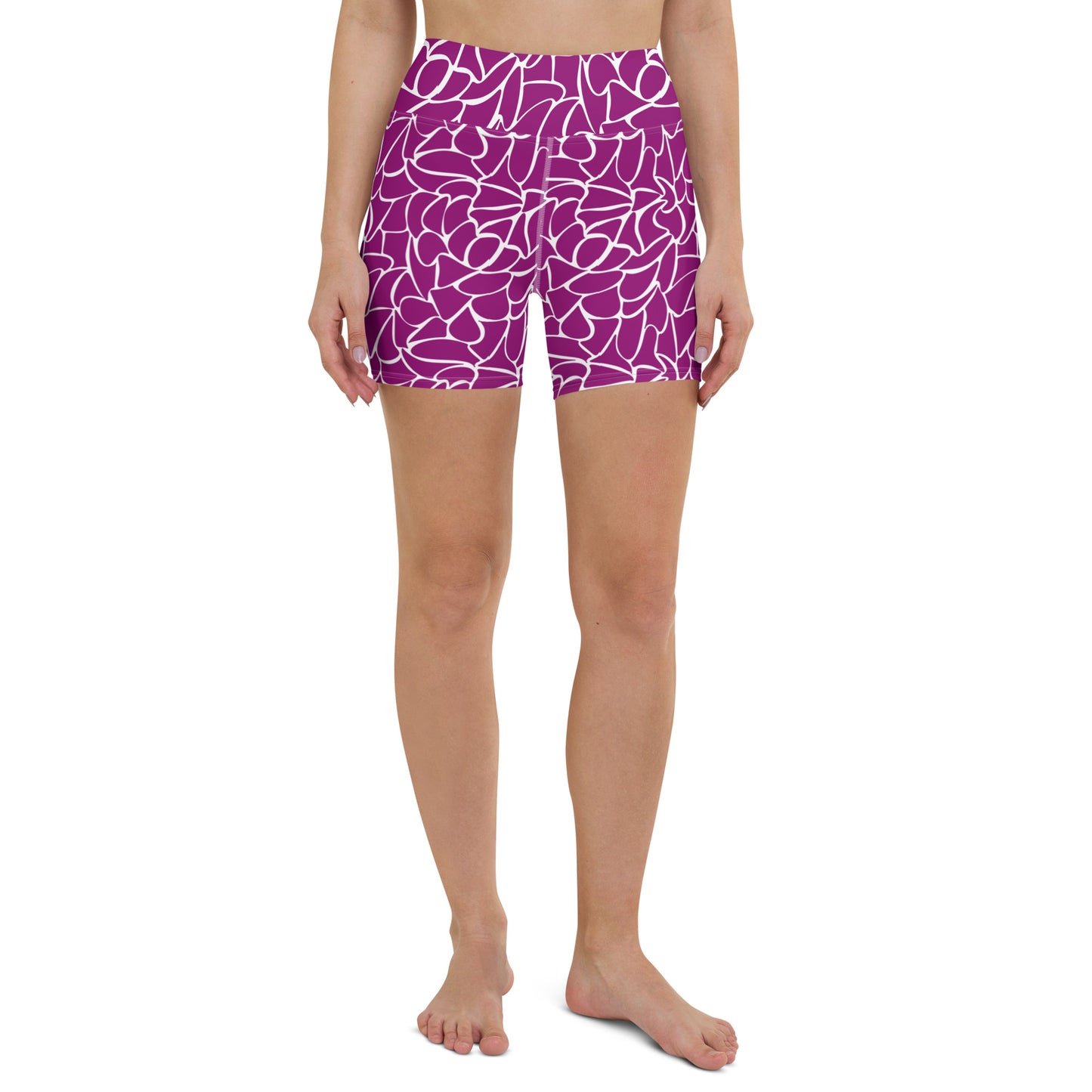 Chic Patterned Purple Yoga Shorts