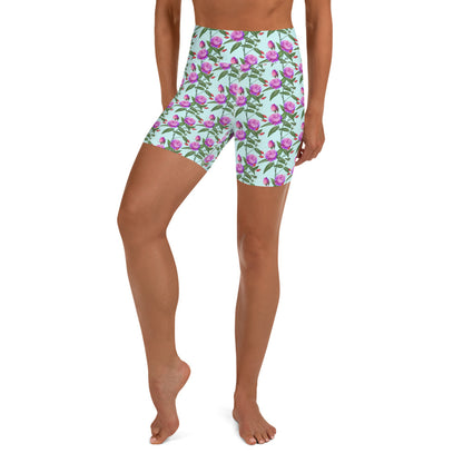 Floral Noir Yoga Shorts