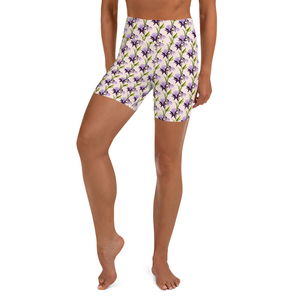 Serene Flora High-Waisted Yoga Shorts