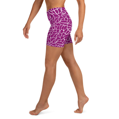 Chic Patterned Purple Yoga Shorts