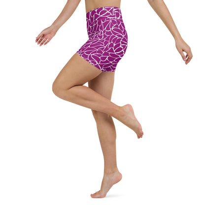 Chic Patterned Purple Yoga Shorts