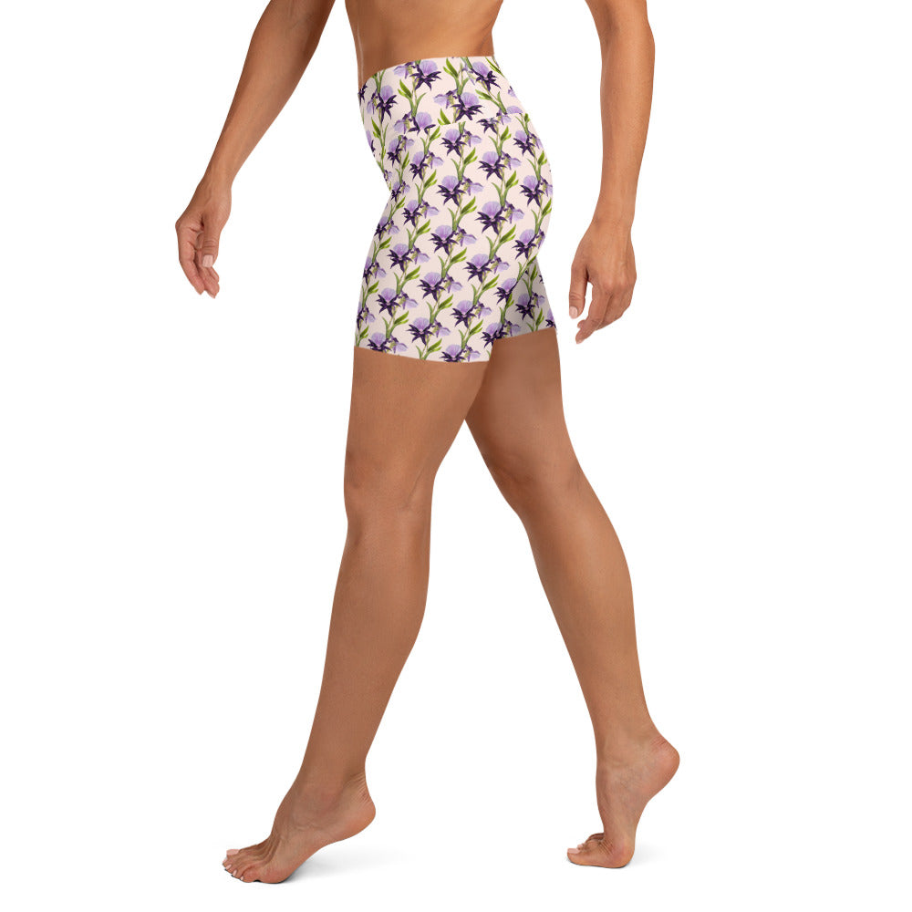 Serene Flora High-Waisted Yoga Shorts