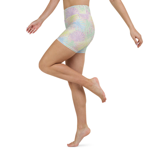 Whispering Leaves High-Waisted Yoga Shorts