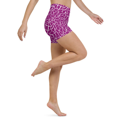 Chic Patterned Purple Yoga Shorts