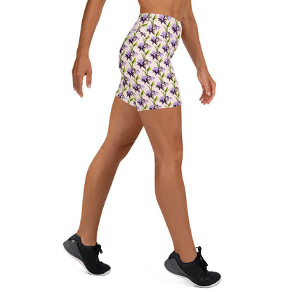 Serene Flora High-Waisted Yoga Shorts