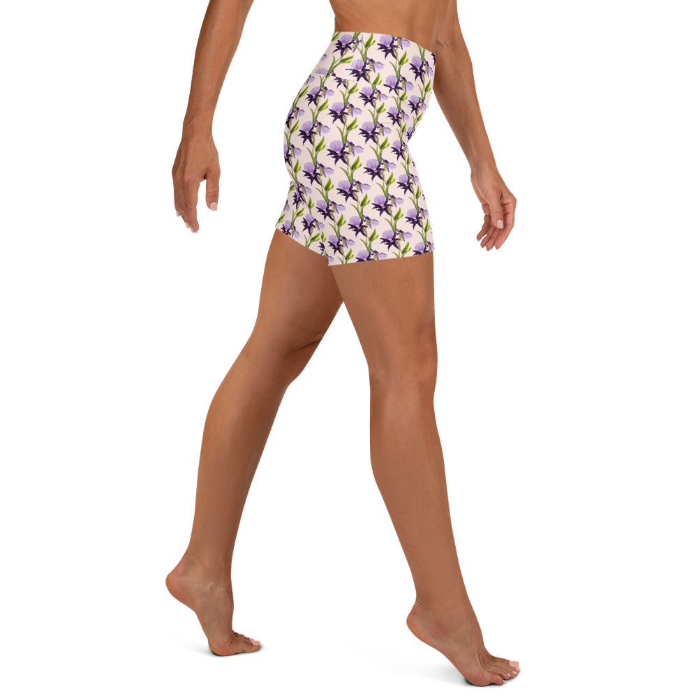 Serene Flora High-Waisted Yoga Shorts