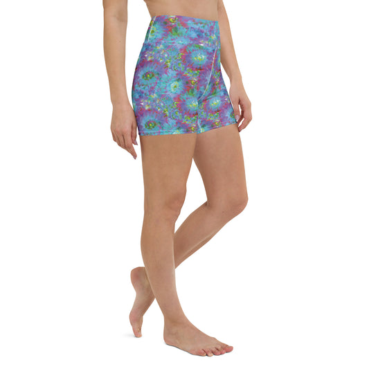 Blue Lagoon High-Waisted Yoga Shorts