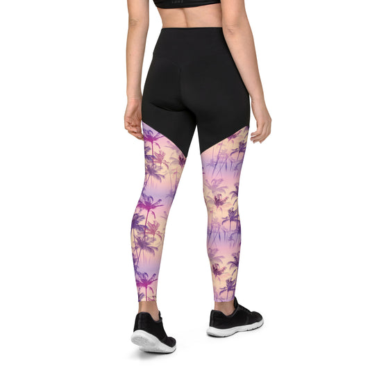 Exotic Leaf High-Waisted Sports Leggings