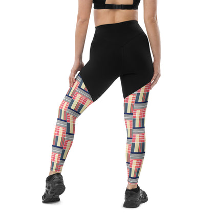 Pixel Plaid High-Waisted Sports Leggings