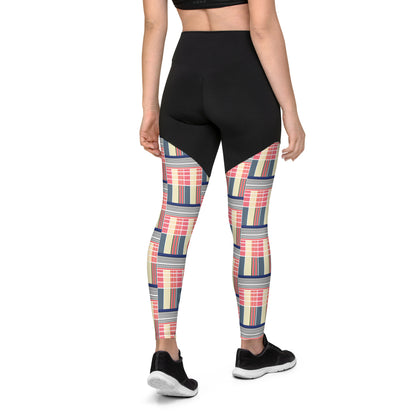 Pixel Plaid High-Waisted Sports Leggings