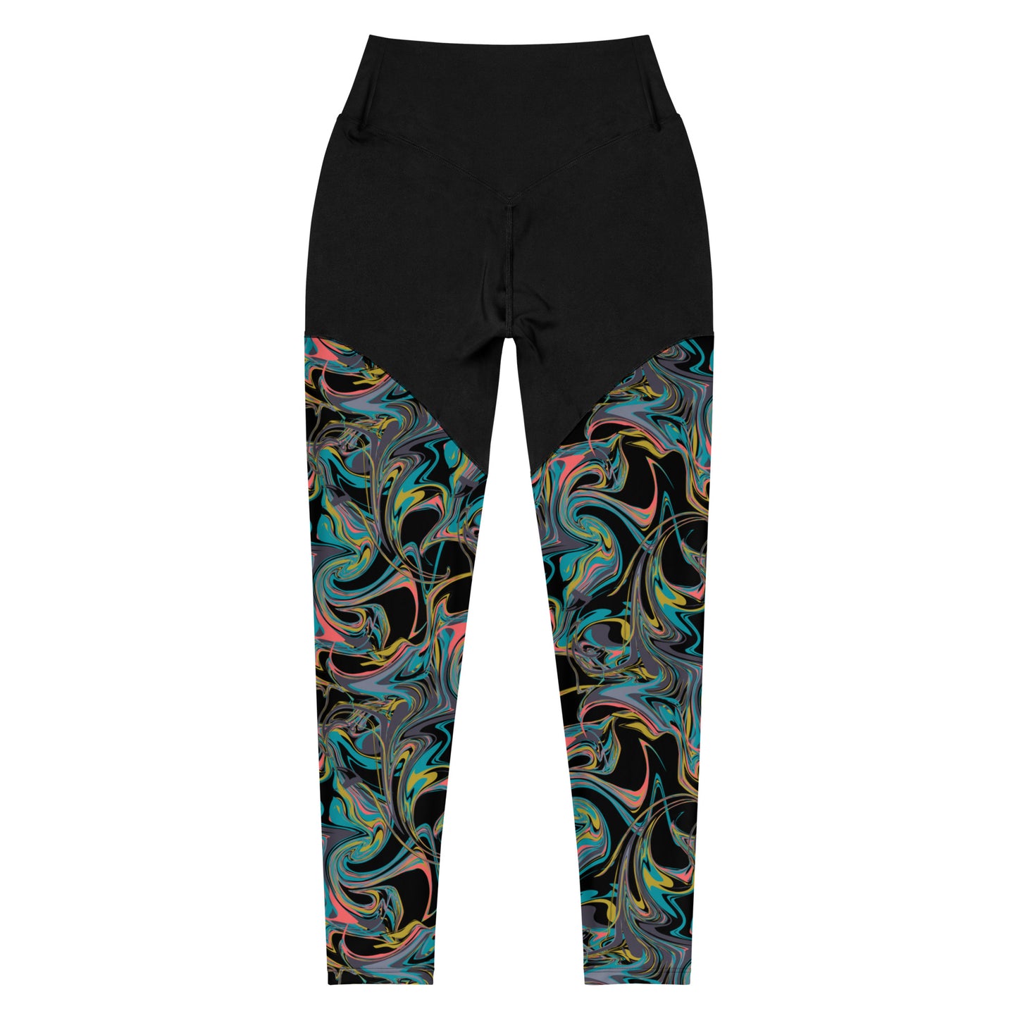 Monochrome Marble Motion Sports Leggings