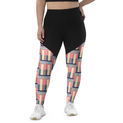 Pixel Plaid High-Waisted Sports Leggings