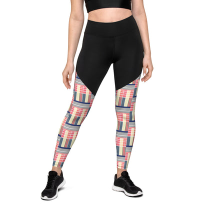 Pixel Plaid High-Waisted Sports Leggings