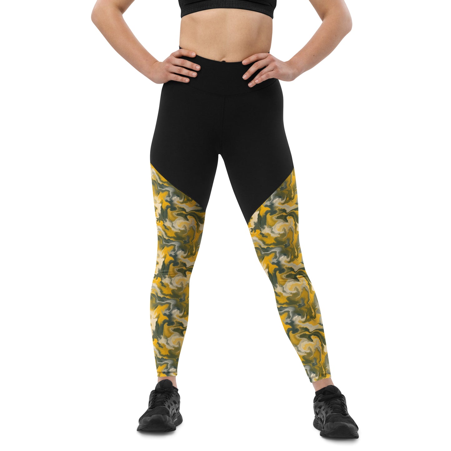 Elegant Marble Essence High-Waisted Sports Leggings