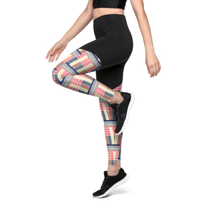 Pixel Plaid High-Waisted Sports Leggings