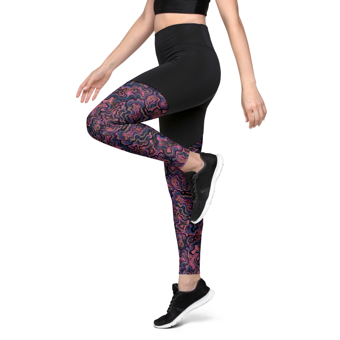 Marble Mirage High-Waisted Sports Leggings