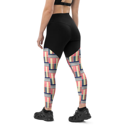 Pixel Plaid High-Waisted Sports Leggings