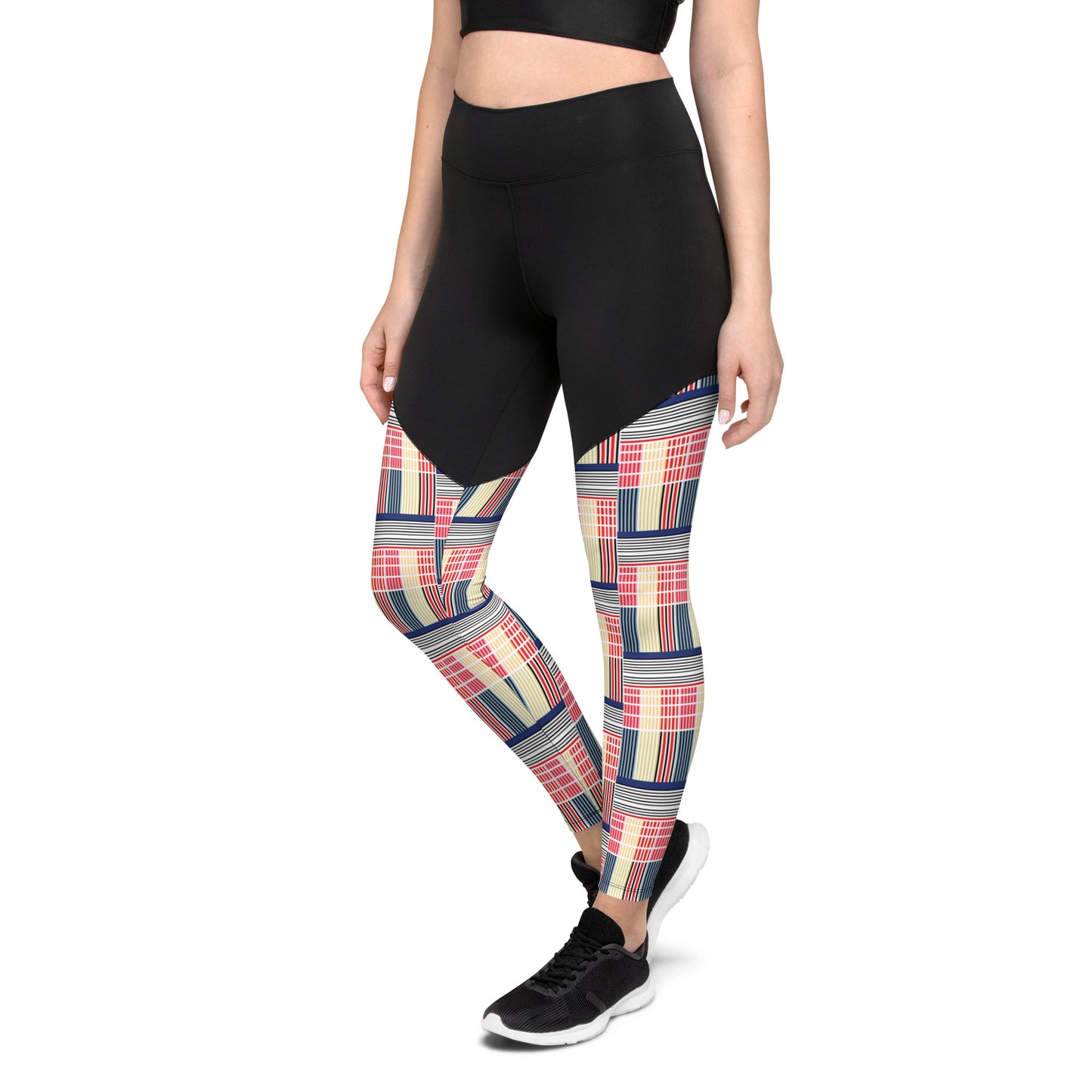 Pixel Plaid High-Waisted Sports Leggings