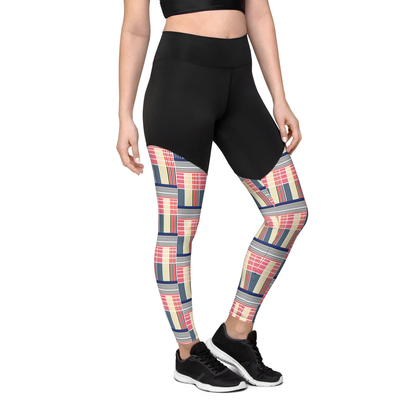 Pixel Plaid High-Waisted Sports Leggings