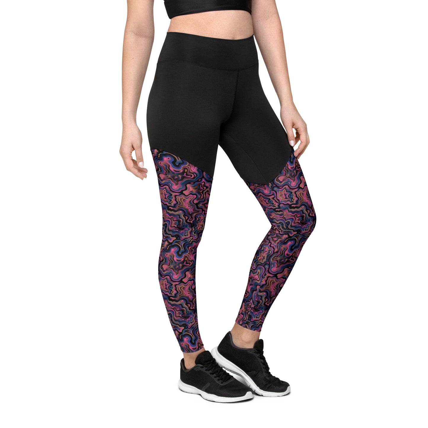 Marble Mirage High-Waisted Sports Leggings