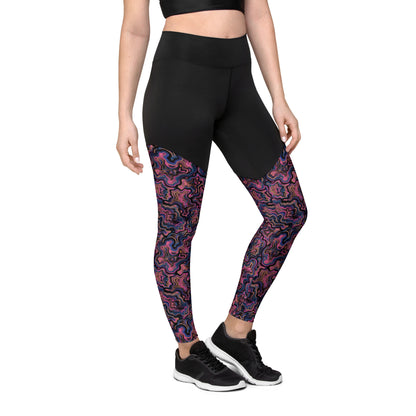 Marble Mirage High-Waisted Sports Leggings