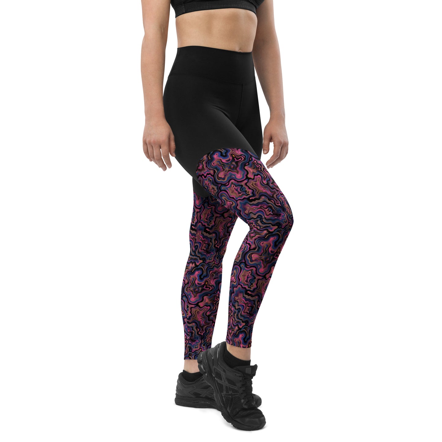 Marble Mirage High-Waisted Sports Leggings