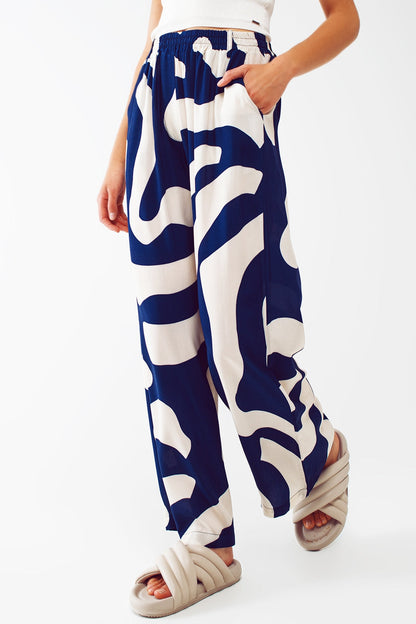Urban Mirage Blue Relaxed Wide Leg Pants