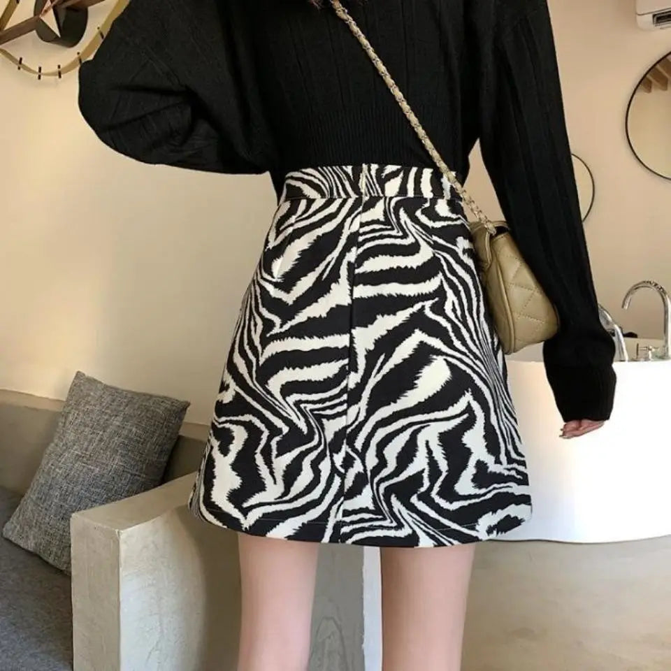 Zebra Zenith High-Waisted Midi Skirts