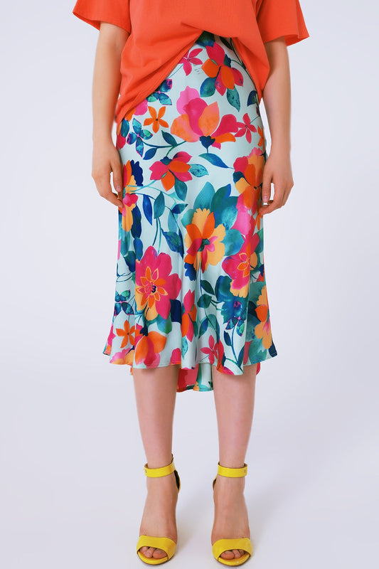 Ethereal Blooms Pleated Midi Skirt