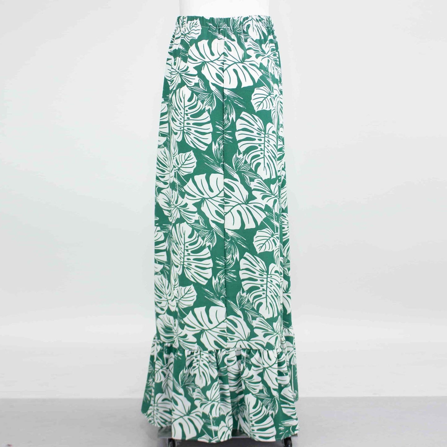 Verdant Vibes Green Leaf Maxi Skirt